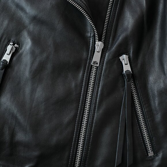 ALL SAINTS Dalby Slim Fit Leather Biker Jacket - Picture 3 of 11